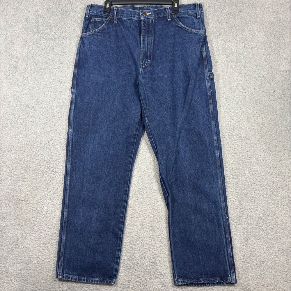 Dickies Carpenter Jeans Mens 38x32 Blue 1993RNB Relaxed Fit Utility Denim